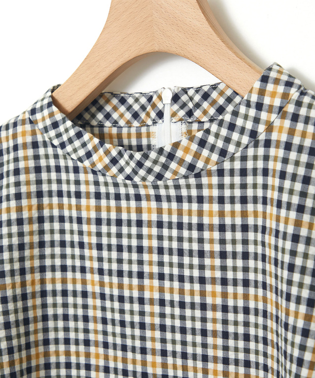 クロコダイルタータン サッカー 七分袖ブラウス