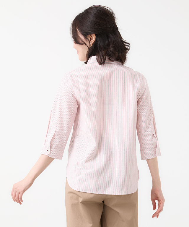 ドビー素材 七分袖 ブラウス