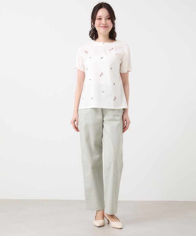 ダンガリー 刺繍 ブラウス