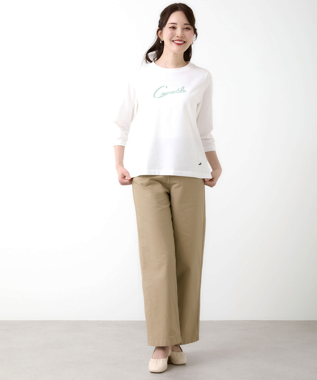 リボンロゴプリント 七分袖 Tシャツ