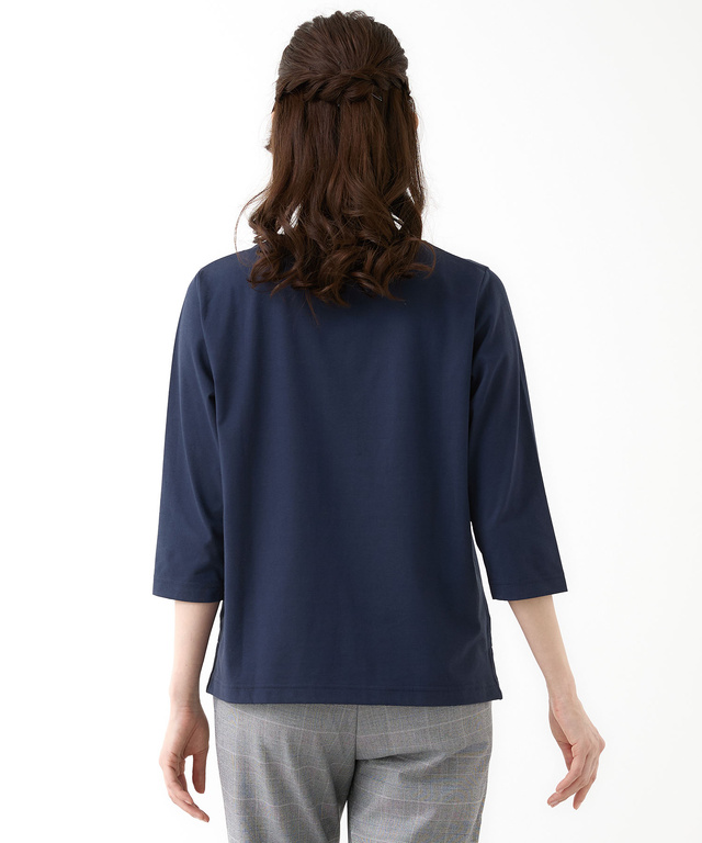 リボンロゴプリント 七分袖 Tシャツ