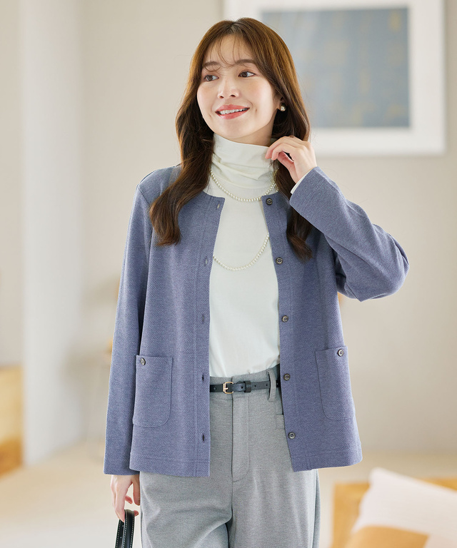 杢調 クルーネック カーディガン