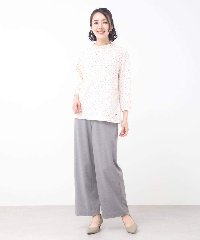 幾何学模様 ギャザー カットソー