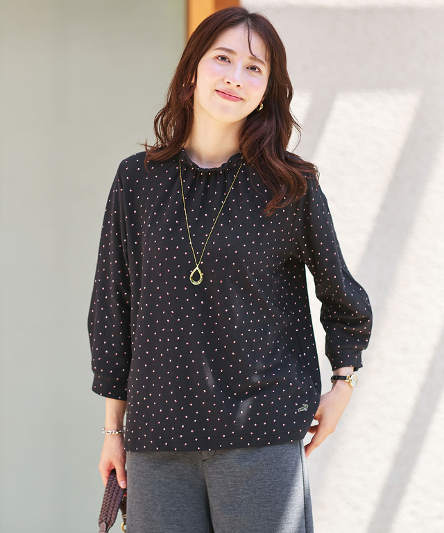 幾何学模様 ギャザー カットソー