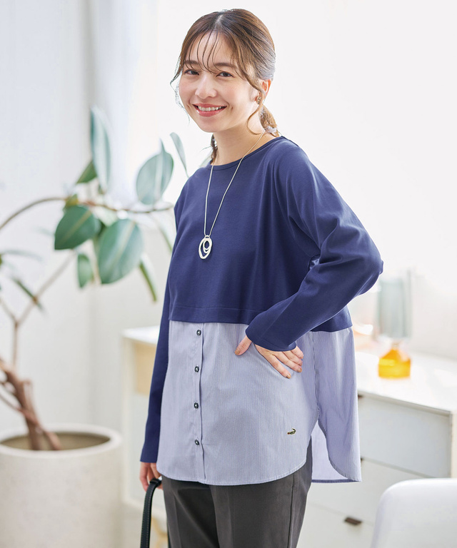 布帛 ドッキング カットソー