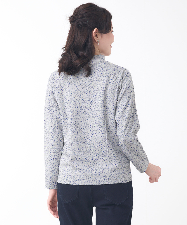 花柄プリント ハイネック プルオーバー