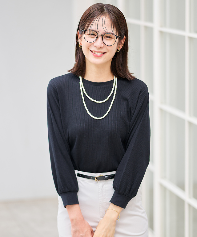 ワッフル生地 長袖カットソー