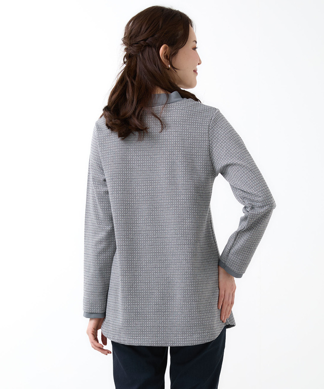 千鳥柄ドッキング デザインカットソー