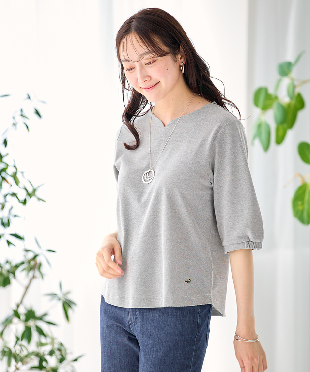 ピンボーダー パフスリーブ カットソー