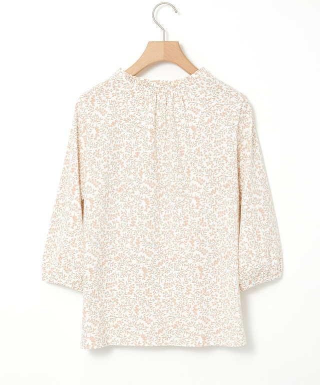 総柄プリント フリル襟 カットソー