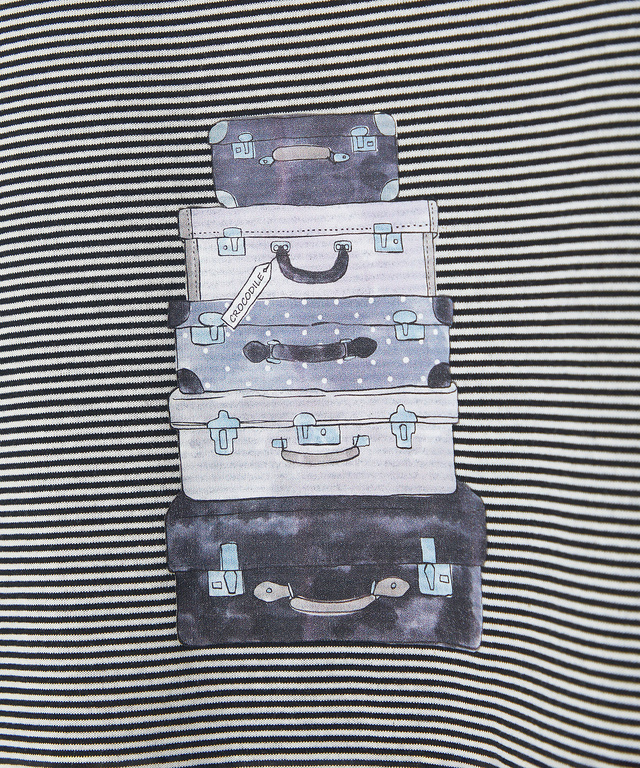 トランク柄プリント 七分袖 Tシャツ