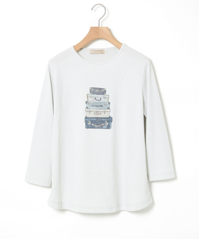 トランク柄プリント 七分袖 Tシャツ