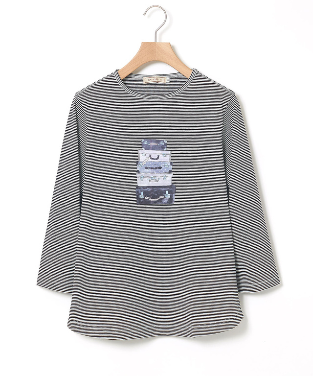 トランク柄プリント 七分袖 Tシャツ