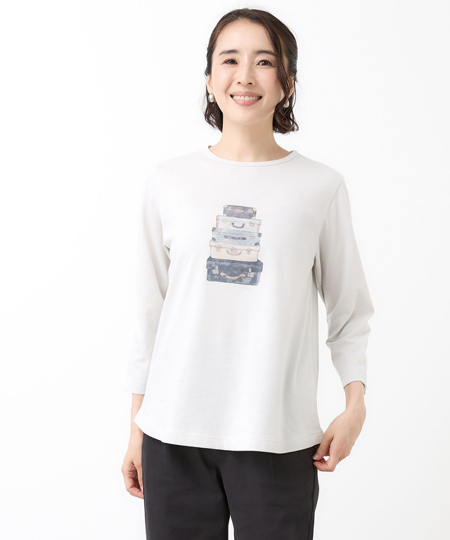 トランク柄プリント 七分袖 Tシャツ