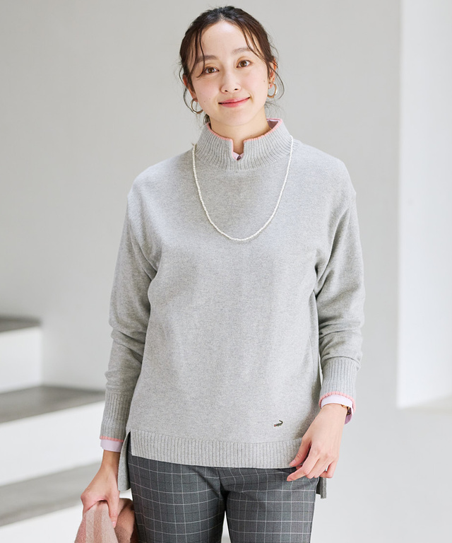 ウールブレンド スリット ニット【手洗いOK】