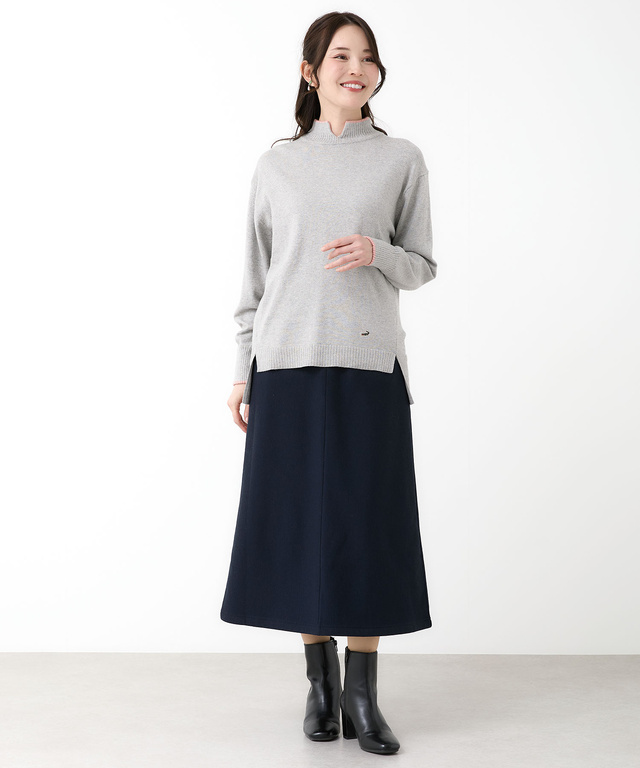 ウールブレンド スリット ニット【手洗いOK】