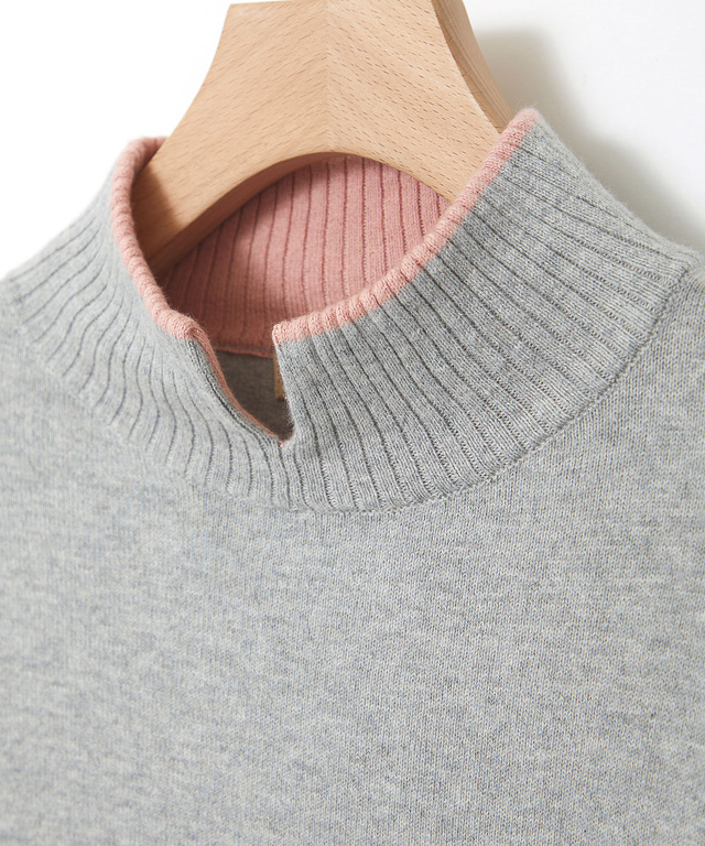 ウールブレンド スリット ニット【手洗いOK】