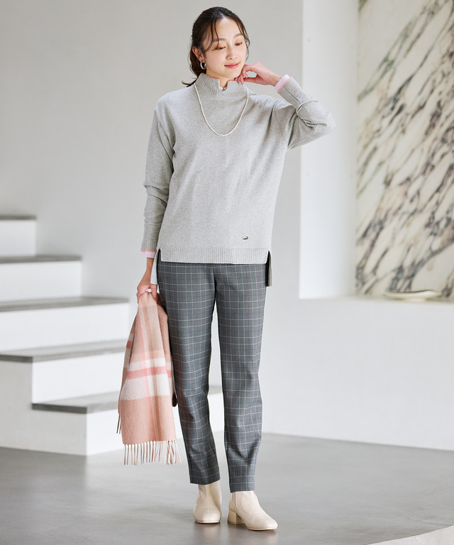 ウールブレンド スリット ニット【手洗いOK】