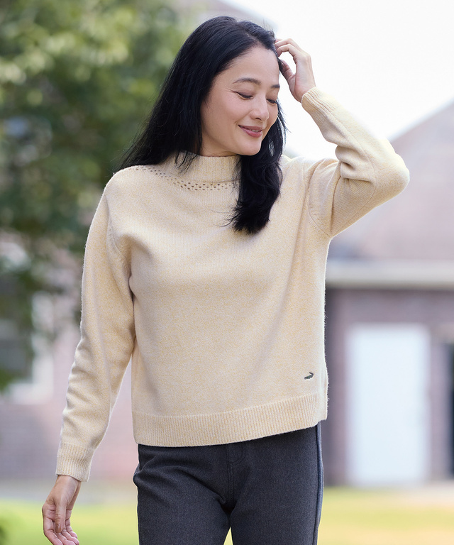 ウール ボトルネック ニット 