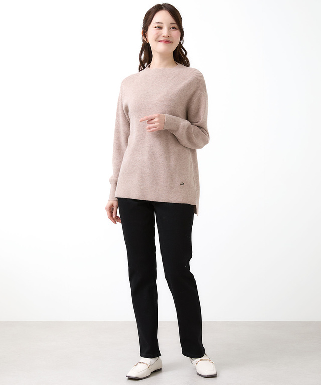 ウールブレンド ボトルネック ニット【手洗いOK】