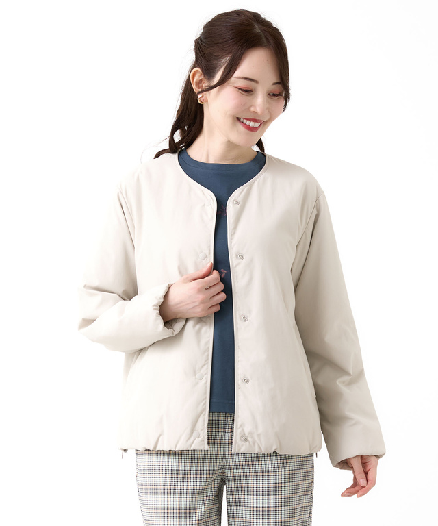 ノーカラー 中綿 ジャケット