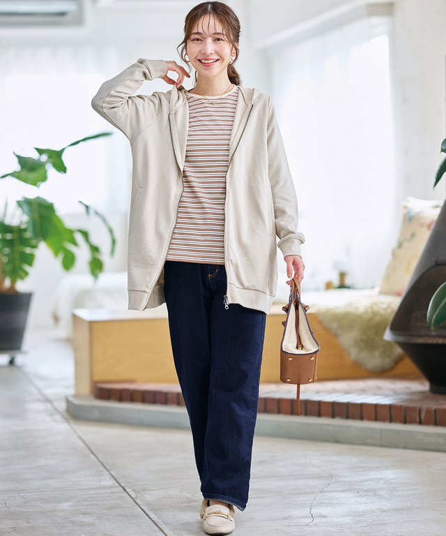 セミワイド ストレッチデニム パンツ