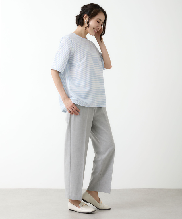 センタープレス セミワイドパンツ 