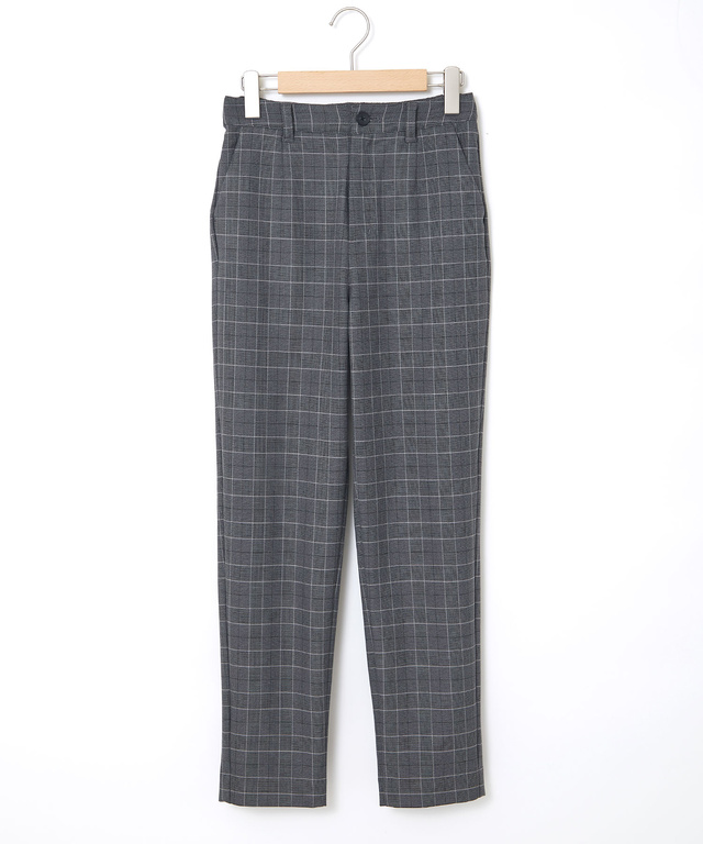 チェック柄 テーパード パンツ