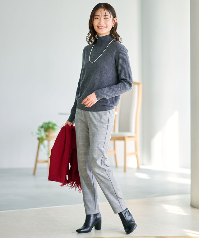 チェック柄 テーパード パンツ