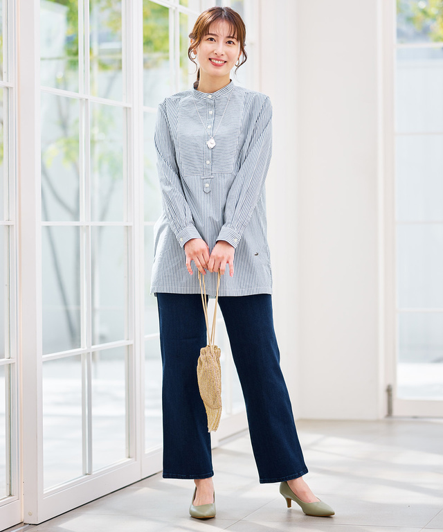 ストレッチ ストレート デニムパンツ