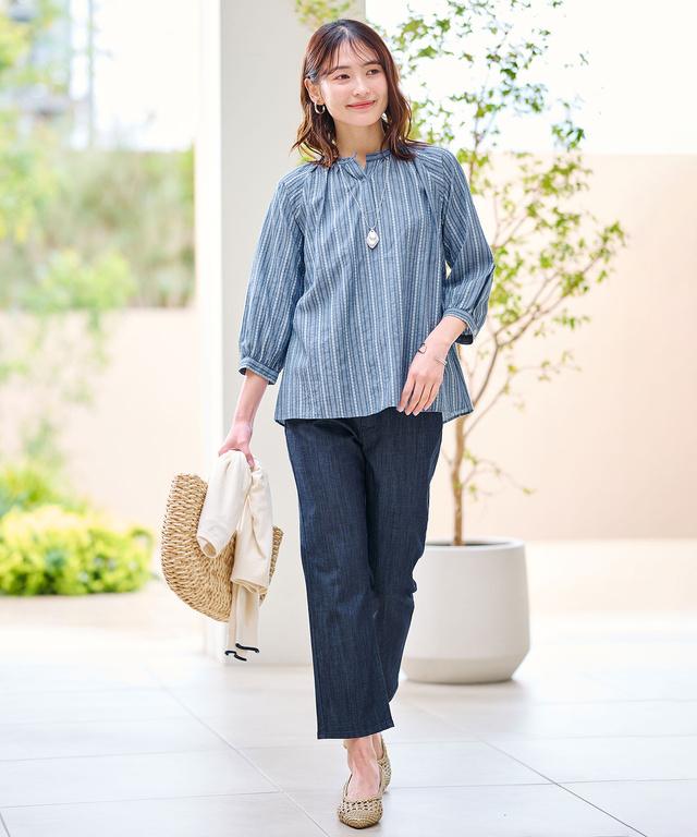 ブリーズデニム 【スリム8分丈】【接触冷感】