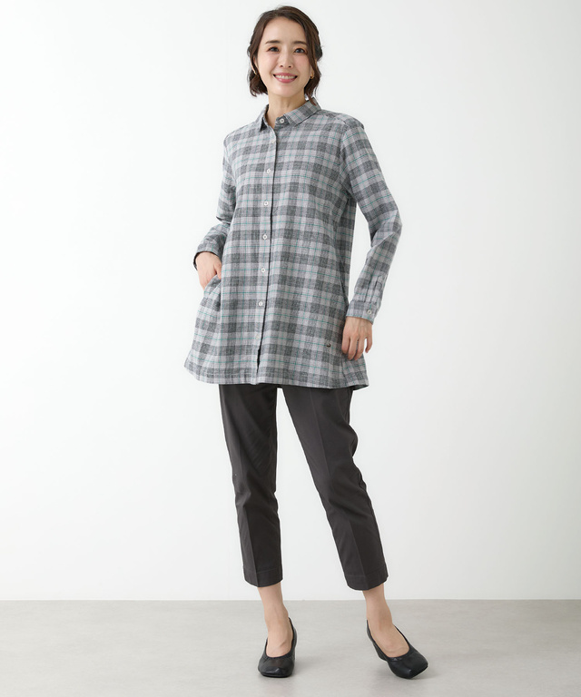 微起毛 チェック柄 チュニック【オンラインショップ限定】