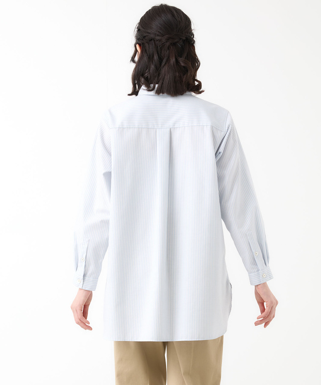 ノンアイロン ストライプ チュニック【シワになりにくい】