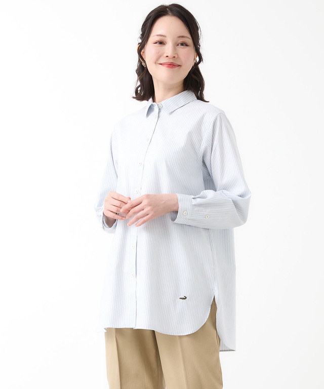 ノンアイロン ストライプ チュニック【シワになりにくい】