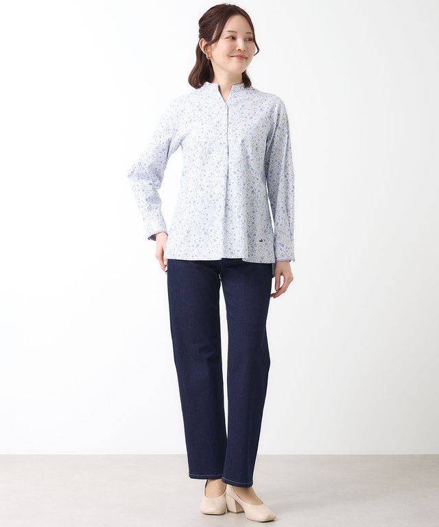 花柄 スキッパー チュニック