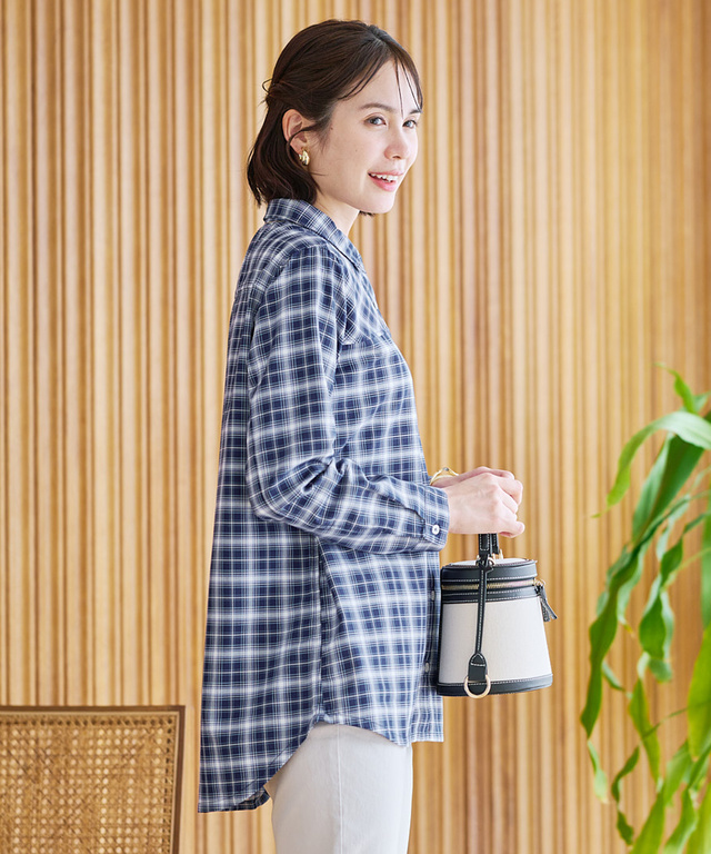 フロント切り替え チェック柄 チュニック【オンラインショップ・一部店舗限定】