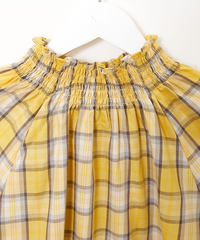 シャーリング 2WAY チェックブラウス