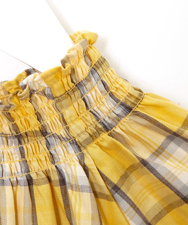 シャーリング 2WAY チェックブラウス