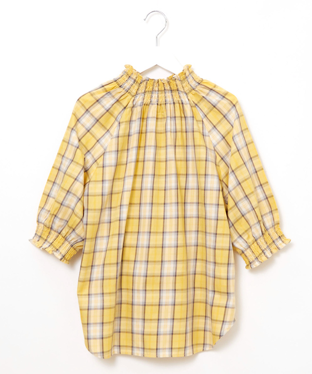 シャーリング 2WAY チェックブラウス