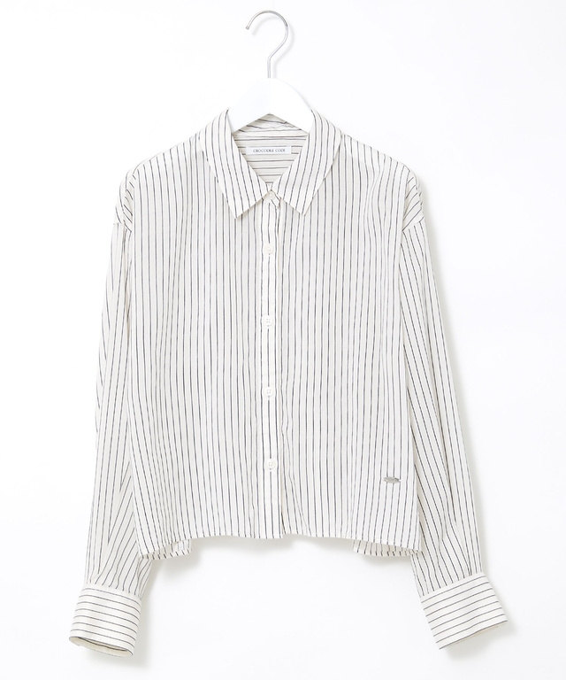 ショート丈 ストライプ柄 ブラウス