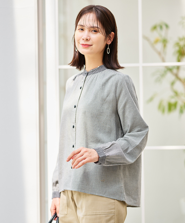 コットン ギャザー ブラウス