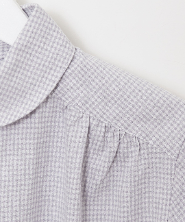 ショールカラー ギンガムチェック ブラウス