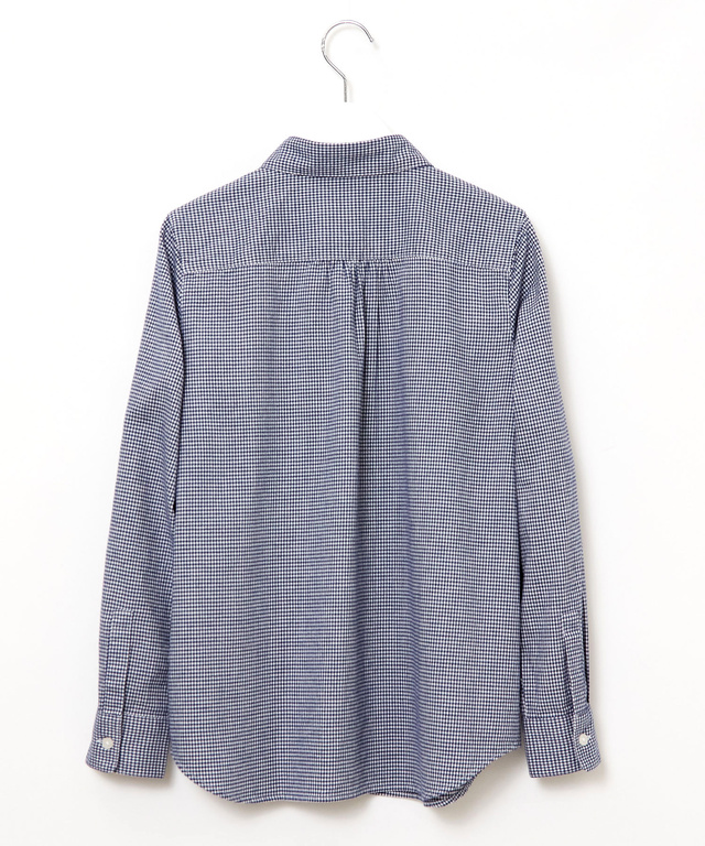 ショールカラー ギンガムチェック ブラウス