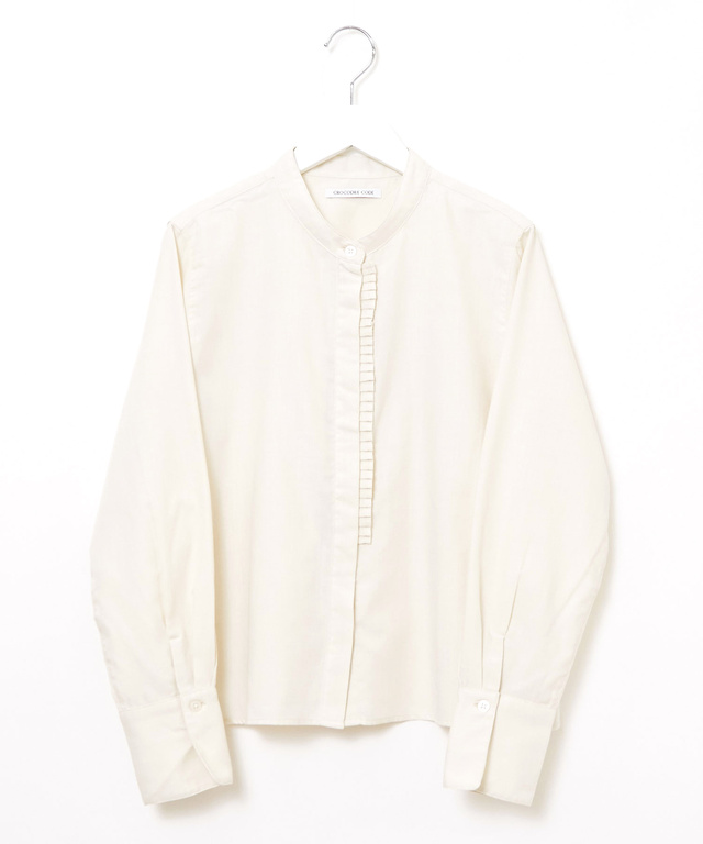 バンドカラー タックデザイン ブラウス