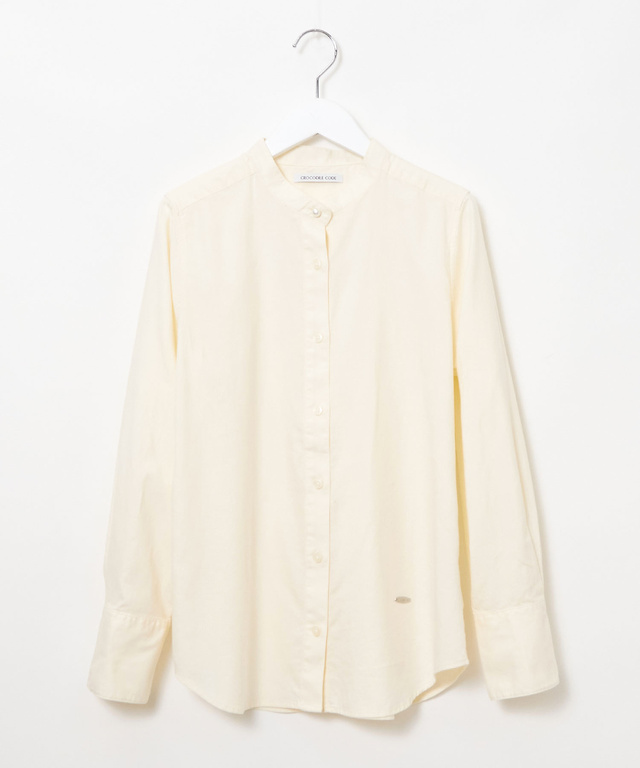 コットン バンドカラー ブラウス