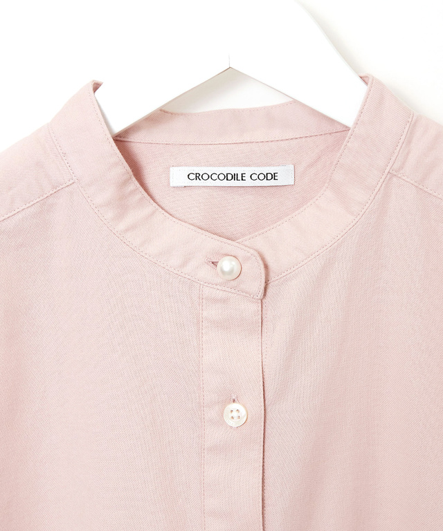 コットン バンドカラー ブラウス