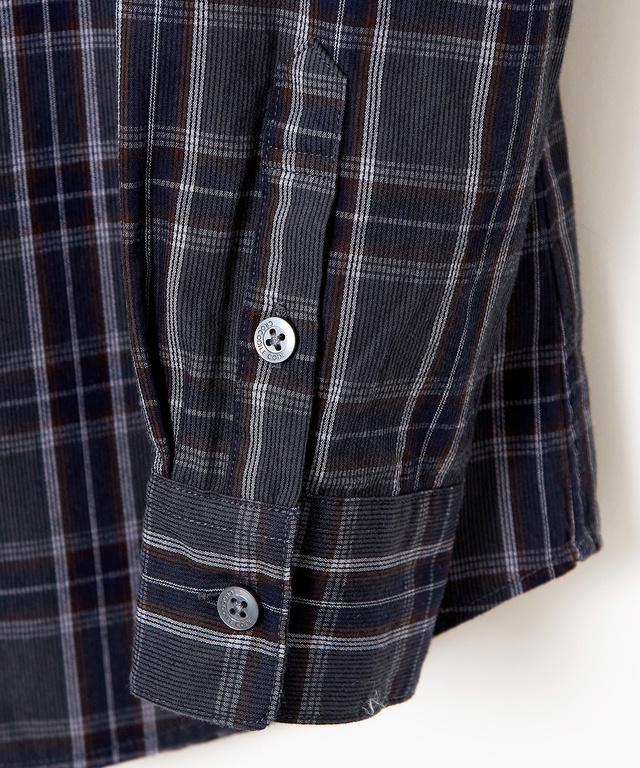 バンドカラー チェック柄 ブラウス