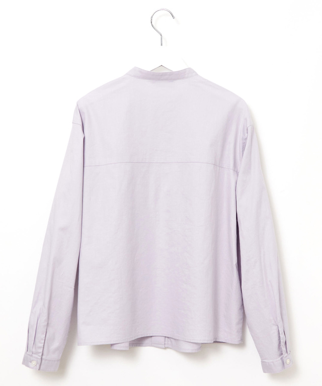 ギャザー デザイン バンドカラーブラウス