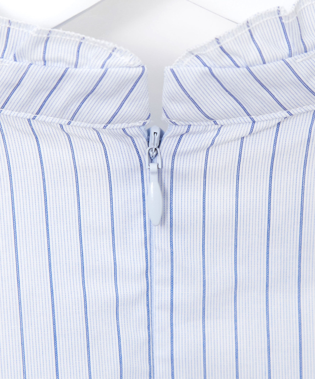 フリル襟 ストライプ ブラウス