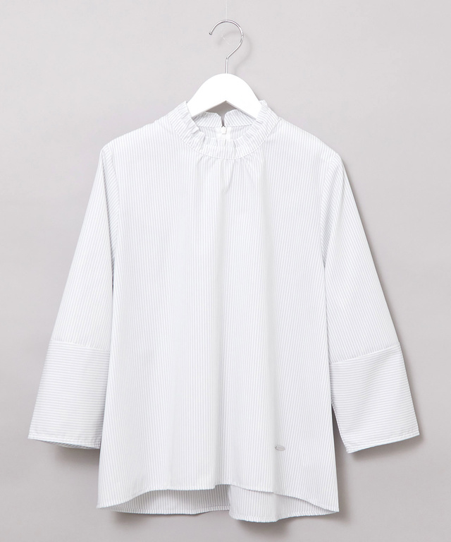 フリル襟 ストライプ ブラウス